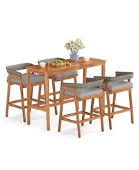 Sugift 5-Piece Patio Counter Height Bar Set with 4 Cushioned Barstools