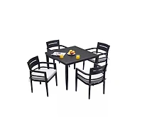 Flynama 5-Piece Outdoor Patio Aluminum Furniture, including 4 Dining Chairs Sunbrella Fabric Cushioned with Umbrella Hole