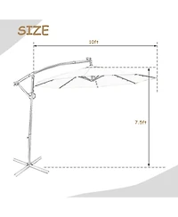 Sugift 10 ft Solar Led Offset Patio Umbrella with 360 Degree Rotation