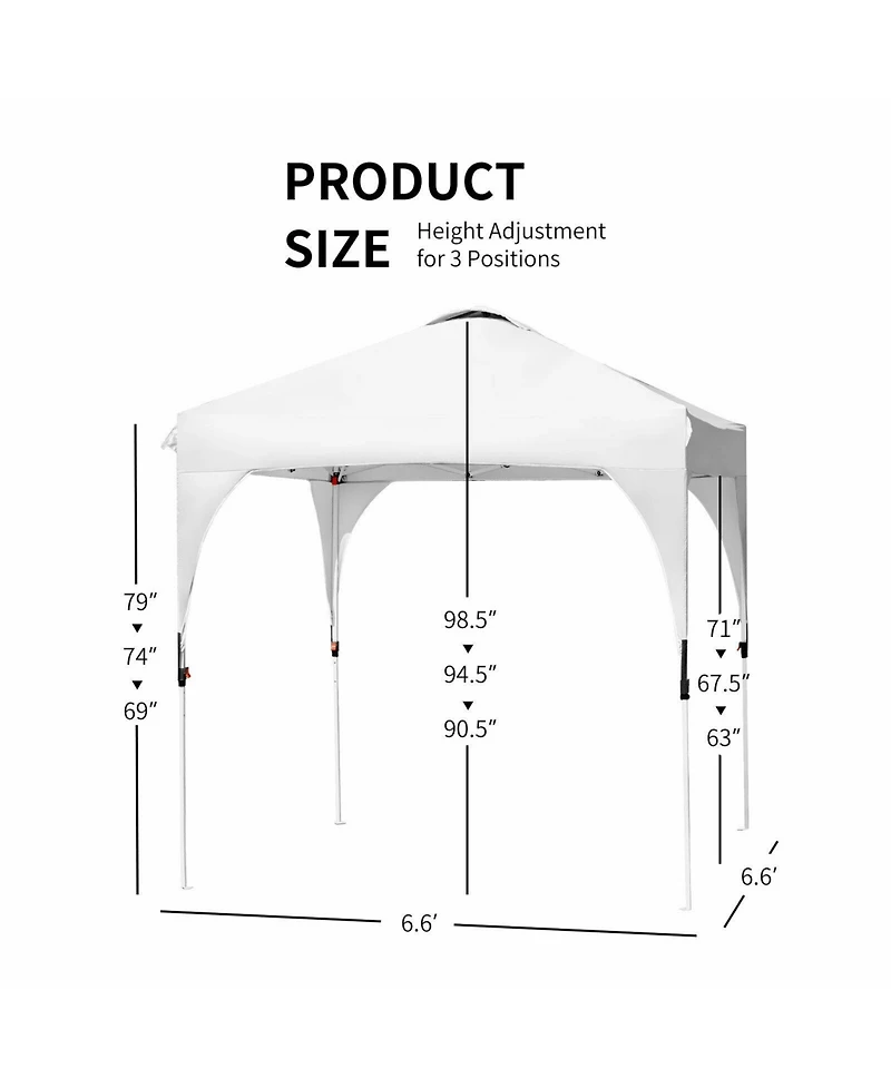 Sugift 6.6 ft Pop Up Canopy Tent with Height Adjustment and Bag