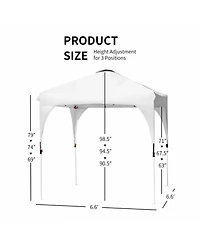 Sugift 6.6 ft Pop Up Canopy Tent with Height Adjustment and Bag