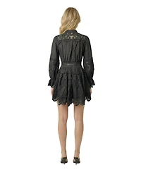 Modenaire Women's Lace-Trim Long-Sleeve Mini Dress