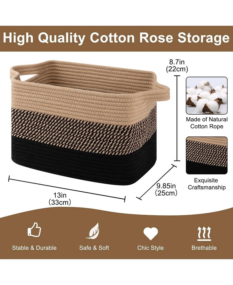 Gnuadz 3 Piece Woven Storage Baskets Rectangle Organizer Bins Gift Basket