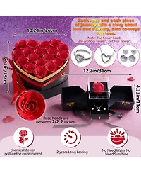 Gnuadz Forever Flowers Box Preserved Roses Jewelry Set Couple Mother Gift