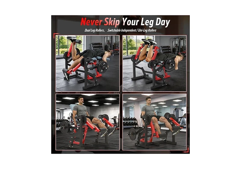 Aecojoy Leg Extension and Curl Lower Body Workout Machine Convertible Seated Extension and Lying Curl Bench