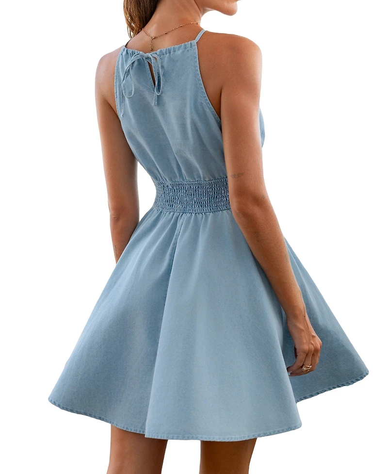 Cupshe Women's Boardwalk Date Denim Mini Beach Dress