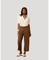 Cable & Gauge Women's and Linen Blend Pull On Crop Pant