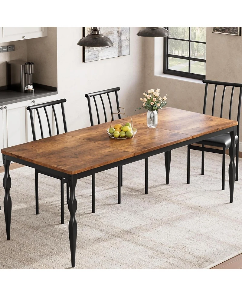 gaomon Dining Room Table 6, 70.9'' Mid Century Kitchen Furniture with Metal Frame Heavy Duty Legs, Waterproof Industrial Rectangle
