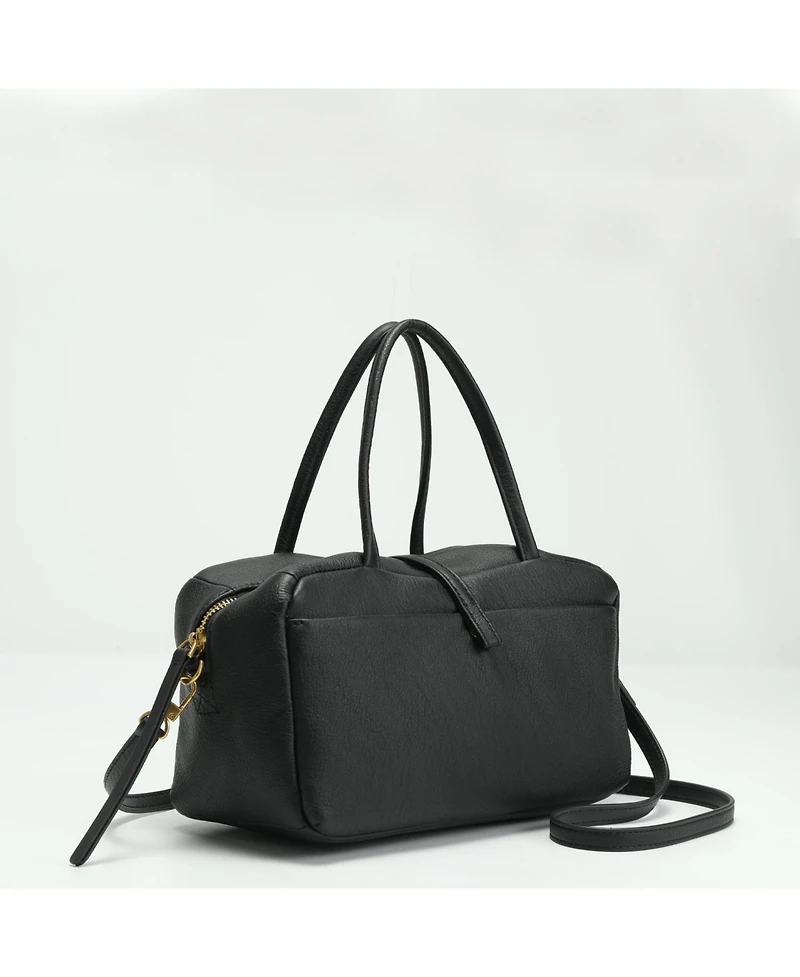 Susu Madison Soft Pebbled Leather Mini Top Handle Satchel Crossbody Bag Small Structured Camera Handbag