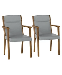 Slickblue Set of 2 Wooden Accent Chairs with Upholstered High Back and Soft Cushion Seating