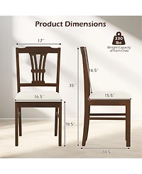 Slickblue Wooden Dining Chair Set of 2 with Upholstered Seat and Wood Frame