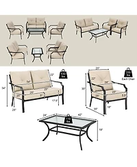 Costway 4 Pcs Patio Furniture Set Cushion Sofa Loveseat Sectional Garden Deck Poolside