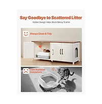 Sugift Cat Litter Box Enclosure for Multi Cats 47.2 in Hidden Litter Box Cabinet with 4 Doors