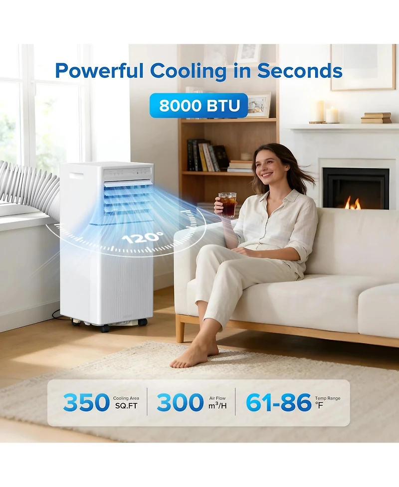 Cowsar 8,000 Btu Portable Ac with Fan, Dehumidifier, Remote