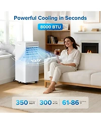 Cowsar 8,000 Btu Portable Ac with Fan, Dehumidifier, Remote