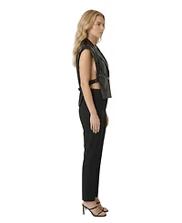 Modenaire Women's Mixed Texture Sleeveless Blazer