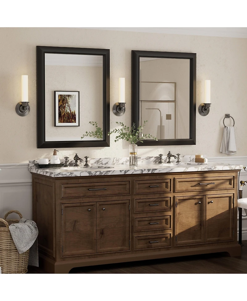 Apmir 28" x 36" Inch Thick Metal Framed Wall Mirrors for Bedroom