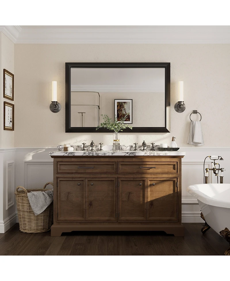 Apmir 48" x 32" Inch Thick Metal Framed Wall Mirrors for Bedroom