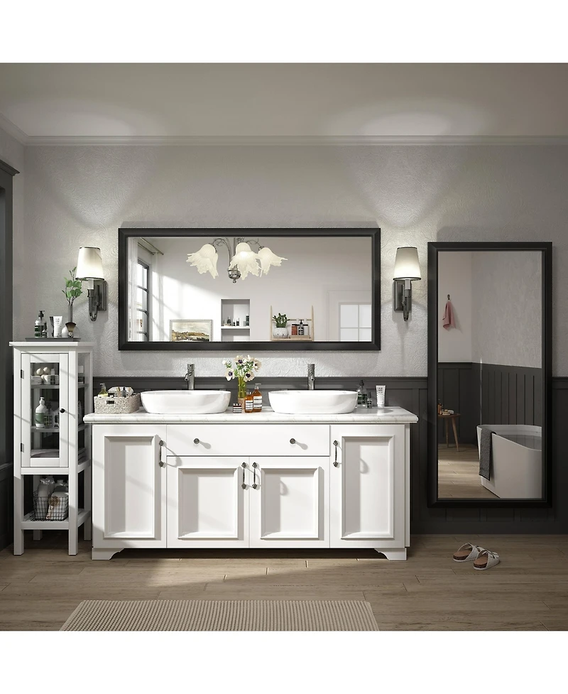 Apmir 60" x 28" Inch Thick Metal Framed Wall Mirrors for Bedroom