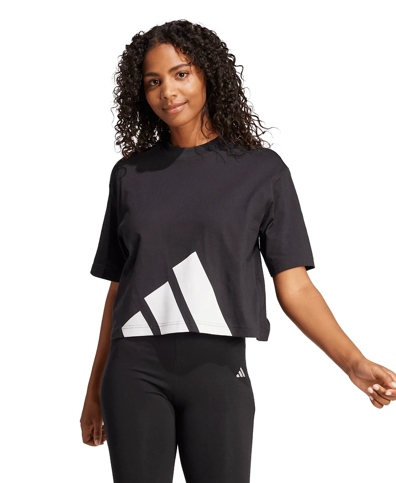 adidas Women's Cotton Logo Boxy Short-Sleeve T-Shirt