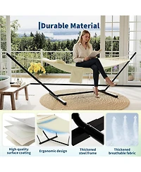 gaomon Heavy Duty Portable Double Hammock with Stand for Outdoor Patio, Garden, Beach, Backyard