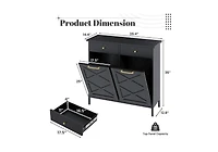 Aecojoy Double Tilt Out Trash Can Cabinet, 20 Gallon Metal Proof with 2 Drawers