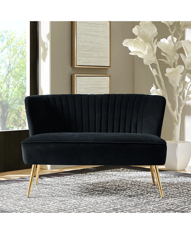 Hulala Home Euclid 47" Contemporary Velvet 2-Seat Armless Loveseat Sofa