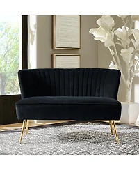 Hulala Home Euclid 47" Contemporary Velvet 2-Seat Armless Loveseat Sofa