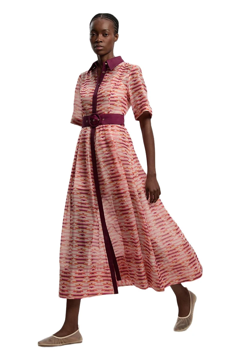 Karen Millen Women's Short Sleeve Midi Shirt Dress