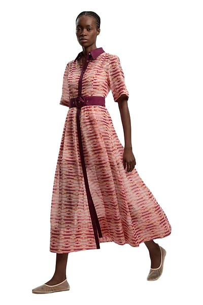 Karen Millen Women's Short Sleeve Midi Shirt Dress