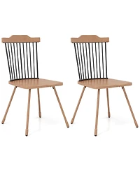 Slickblue Set of 2 Contemporary Accent Chair with Rubber Wood Frame, Armrests and Legs for Home Decor