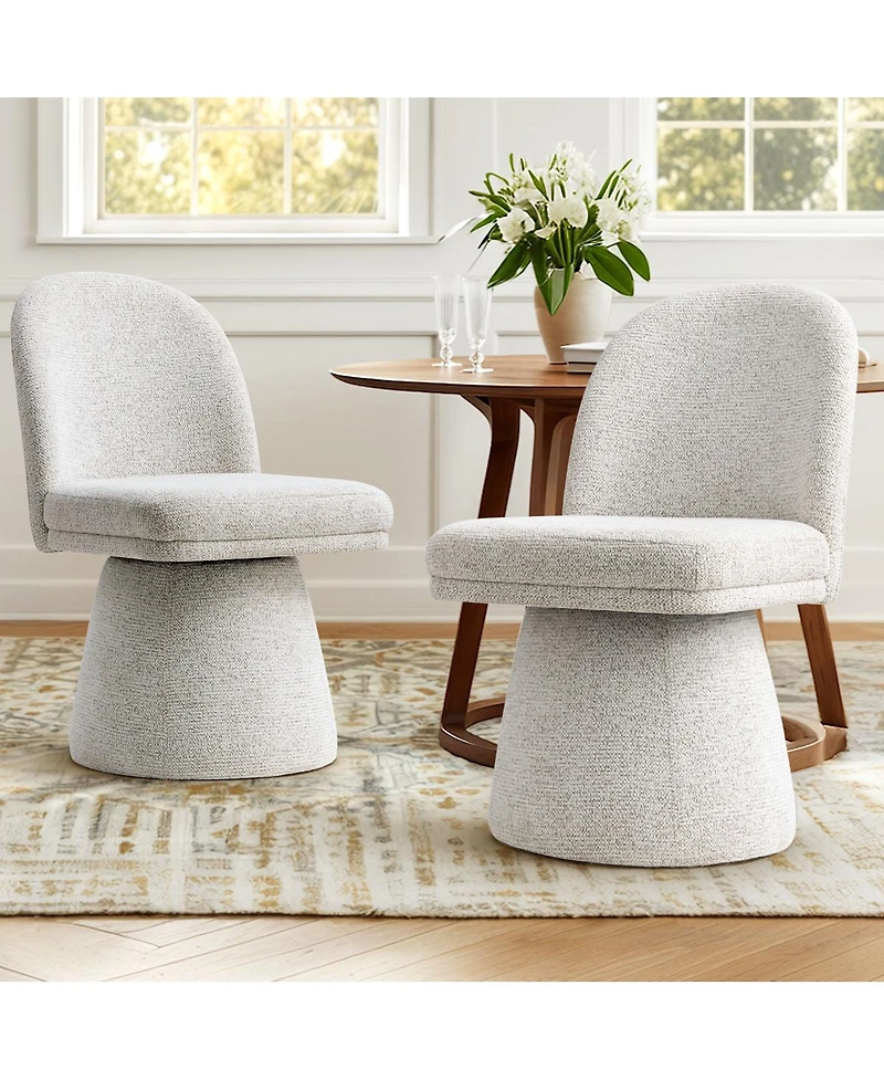 Maison Boucle Swivel Accent Chairs Set of 2, Modern Upholstered Fabric Lounge Chairs