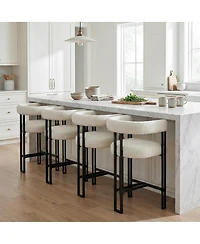 Maison Boucle 24" Fabric Counter Height Stools Set of 4 with Arms, Kitchen Island