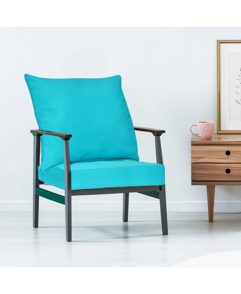 Gouun Deep Seat Outdoor Patio Chair Cushion Pad Set with Rope Belt Ties, Seat and Backrest