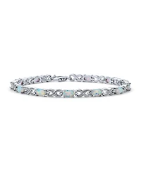 Bling Jewelry Romantic Created White Opal Milgrain Infinity Tennis Bracelet .925 Sterling Silver