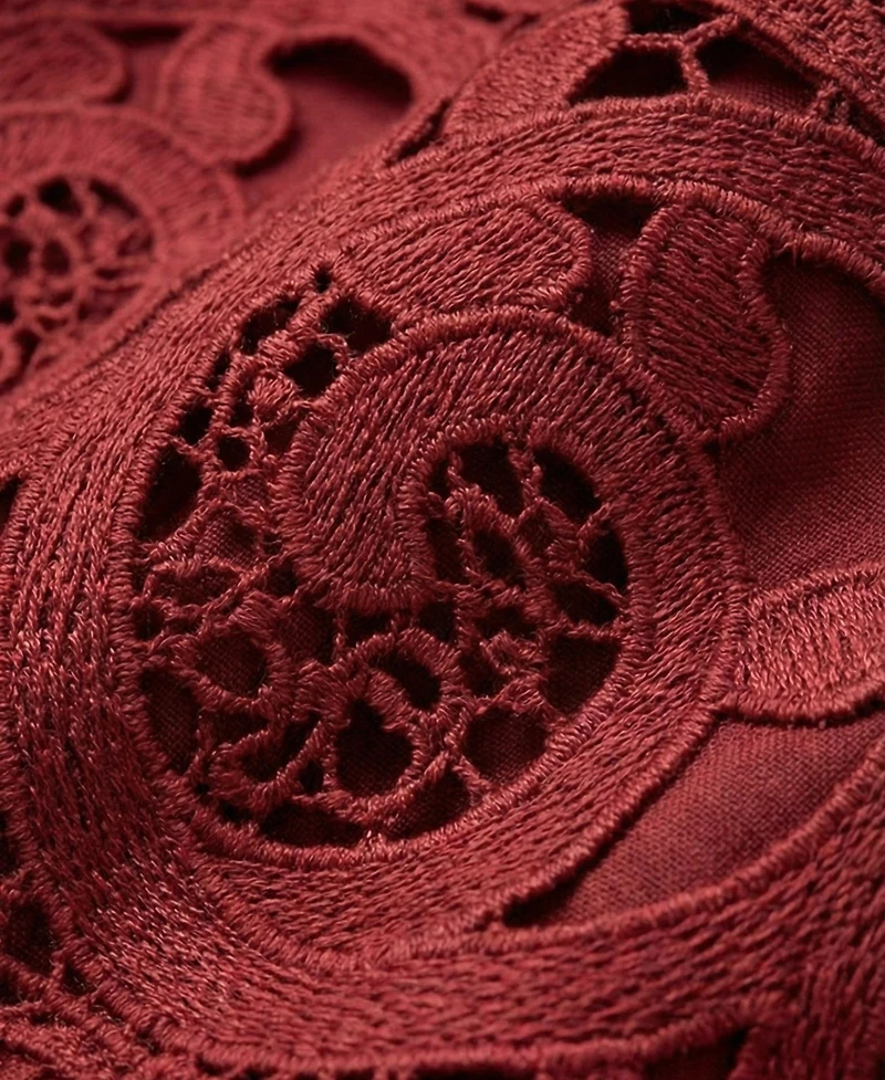 Modenaire Women's Belted Tiered Lace Midi Dress