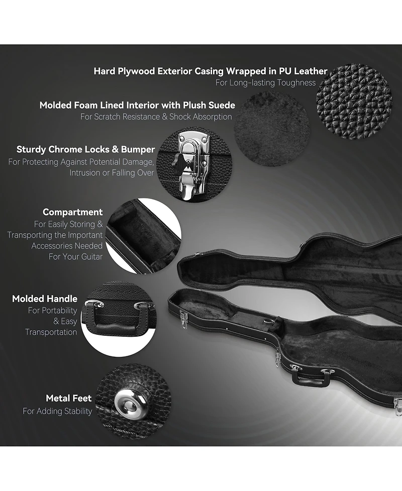 Yescom 2 Pack Electric Guitar Hard Case Wooden Shell for Stratocaster Style and Universal Portable Lockable Gig Bag Concert Studio