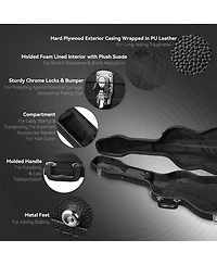 Yescom 2 Pack Electric Guitar Hard Case Wooden Shell for Stratocaster Style and Universal Portable Lockable Gig Bag Concert Studio