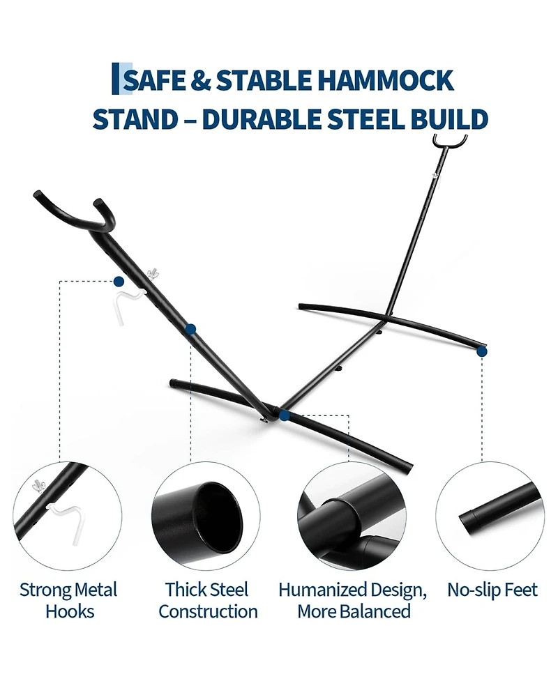 gaomon Portable Heavy Duty 9 Ft Hammock Stand 450-Pound Capacity for Outside, Patio, Backyard, 9 Feat