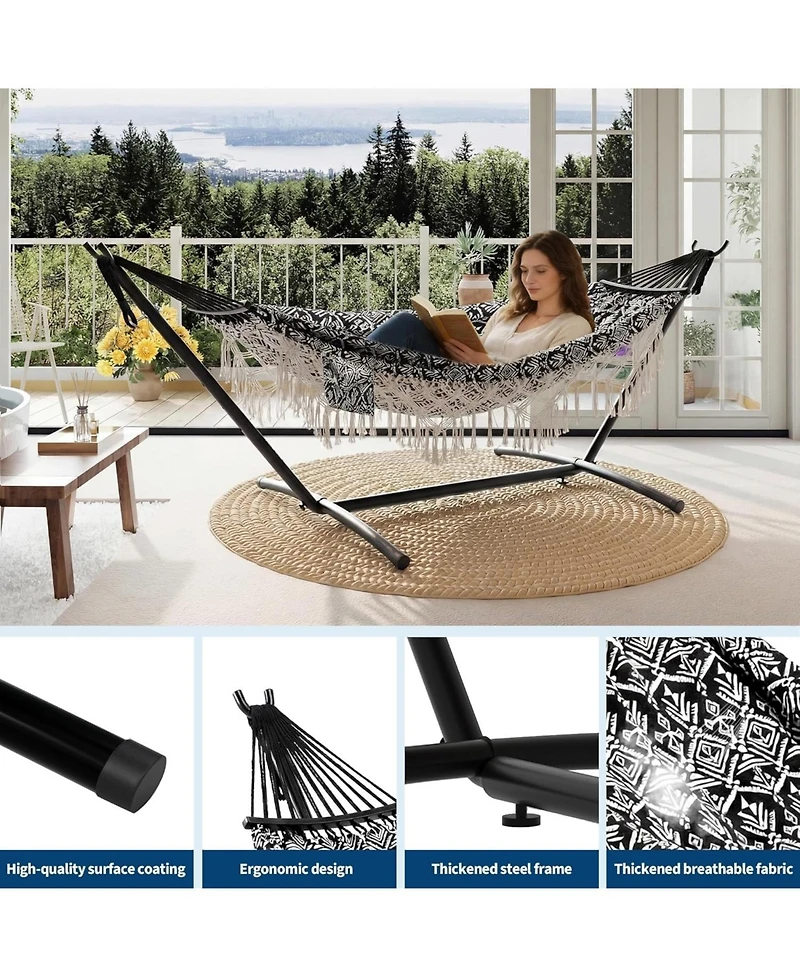 gaomon 450 Lbs Capacity Portable Double Hammock with Stand for Outdoor Patio Backyard Poolside