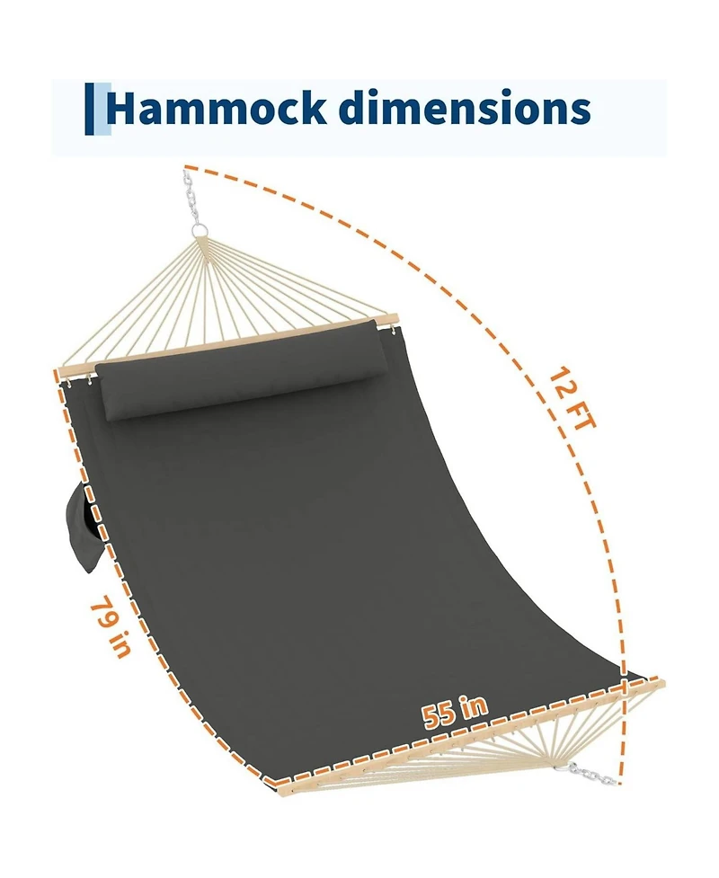 gaomon Double Quilted Fabric Hammock, 450 Lbs Capacity for Outdoor Patio Backyard Poolside