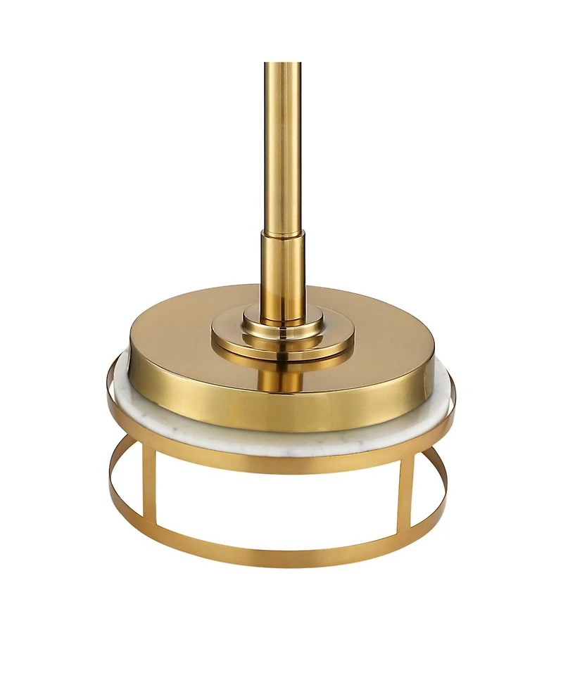 Possini Euro Design Kinsey Modern Torchiere Floor Lamp with Riser 78" Tall Brass Metal Stone Pattern Crystal Glass Shade for Living Room Office