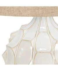Possini Euro Design Cosgrove Modern Mid Century Table Lamps 26 1/2" High Set of 2 Glazed Ceramic Light Linen Drum Shade for Living Room