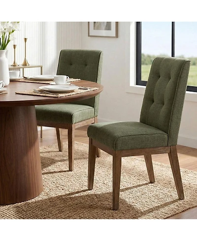 Maison Boucle abric Upholstered Dining Chairs Set of 2, High Back, Solid Wood