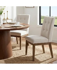Maison Boucle abric Upholstered Dining Chairs Set of 2, High Back, Solid Wood