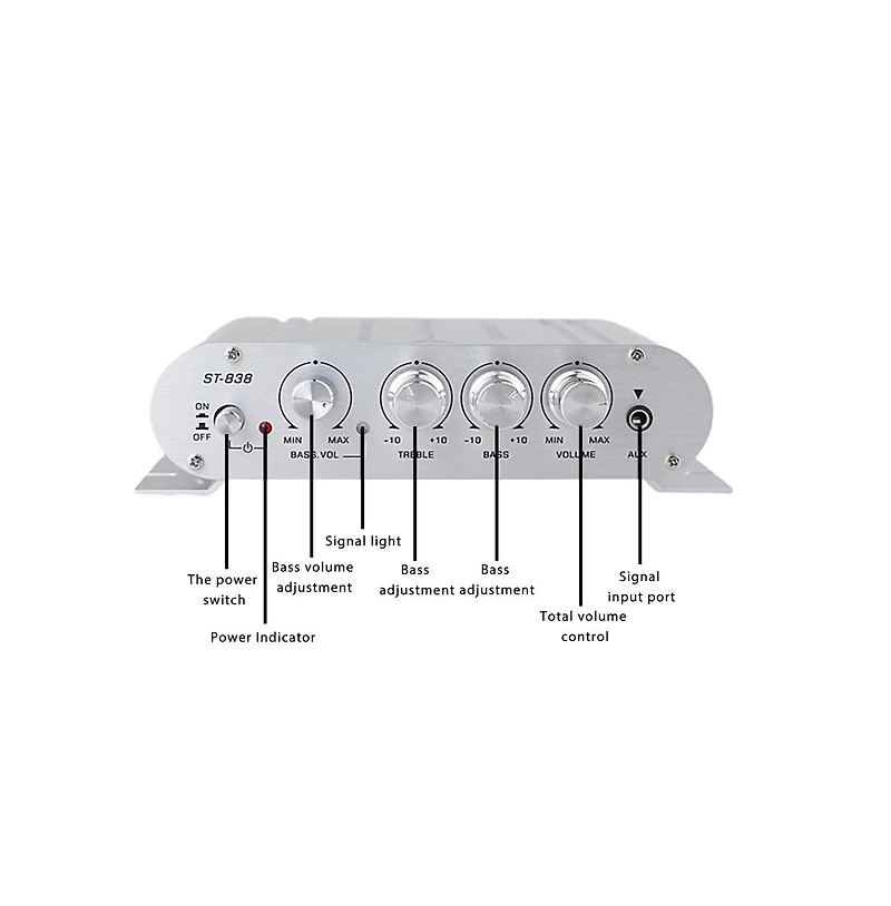 Artudatech 2.1 Channel Hi-Fi Amplifier - 80W Rms, Dc 12V for Car and Home Speakers