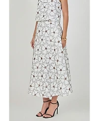 endless rose Women's Floral Beaded Midi Skirt