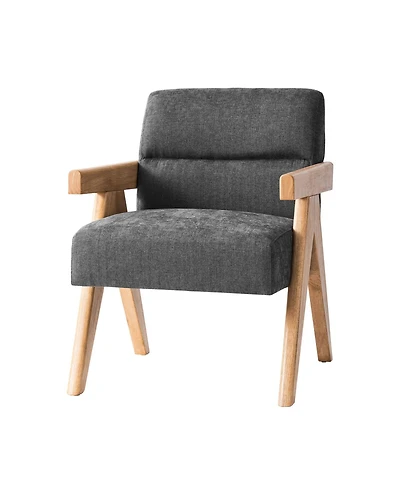 Hulala Home Donohoe Mid-Century Modern Accent Chair With Curved Wood Arms