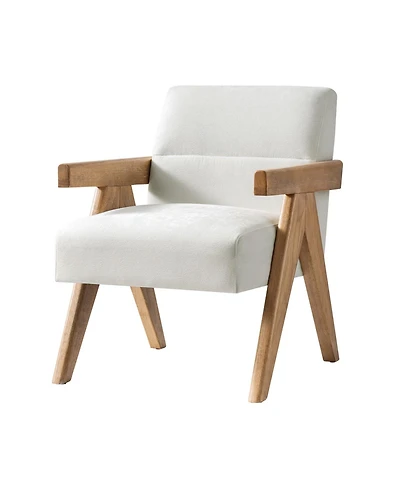 Hulala Home Donohoe Mid-Century Modern Accent Chair With Curved Wood Arms