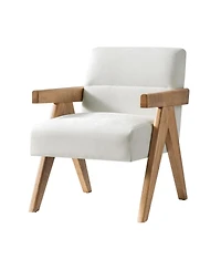 Hulala Home Donohoe Mid-Century Modern Accent Chair With Curved Wood Arms